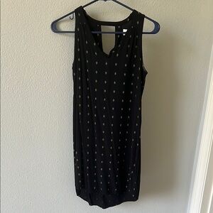 Black Sleeveless Dress with Gold Accents